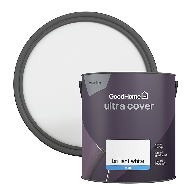 Image of GoodHome Ultra Cover White Matt Emulsion paint, 2.5L