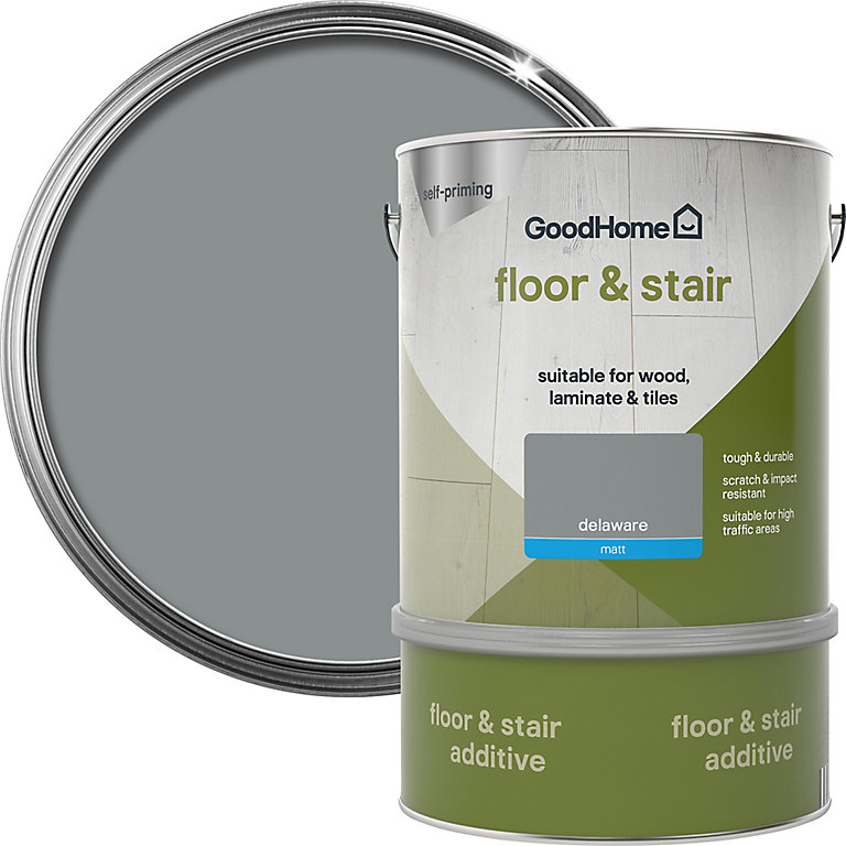 Image of GoodHome Renovation Delaware Matt Floor & stair paint, 2L