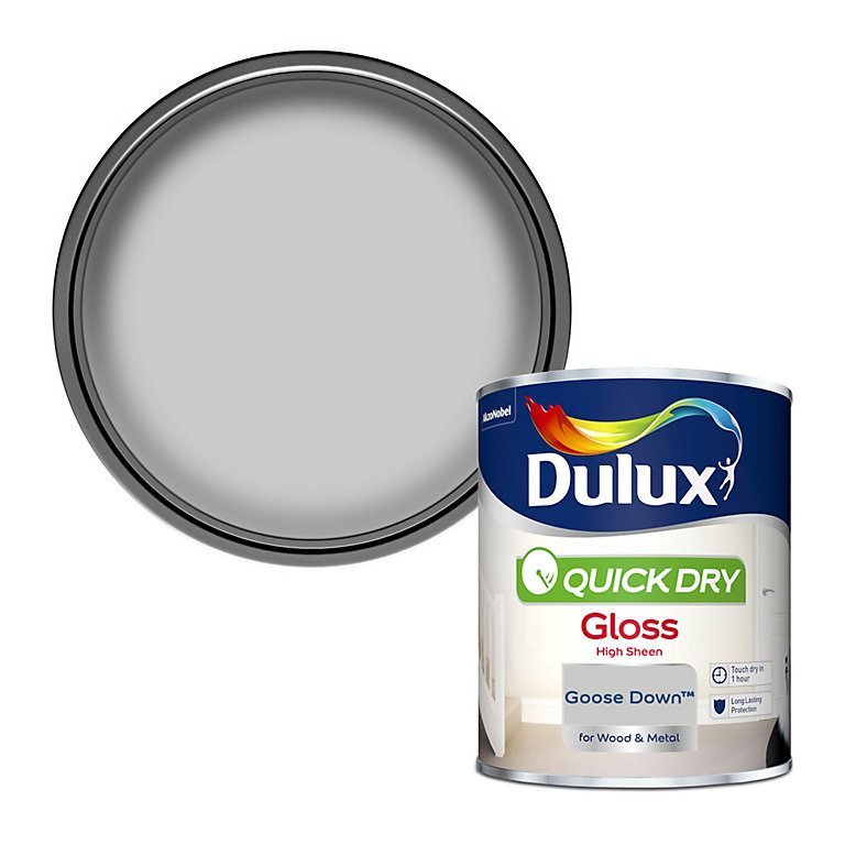 Image of Dulux Quick dry Goose down Gloss Metal & wood paint, 750ml