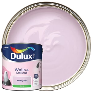 Product image for Dulux Walls & ceilings Pretty pink Silk Emulsion paint, 2.5L