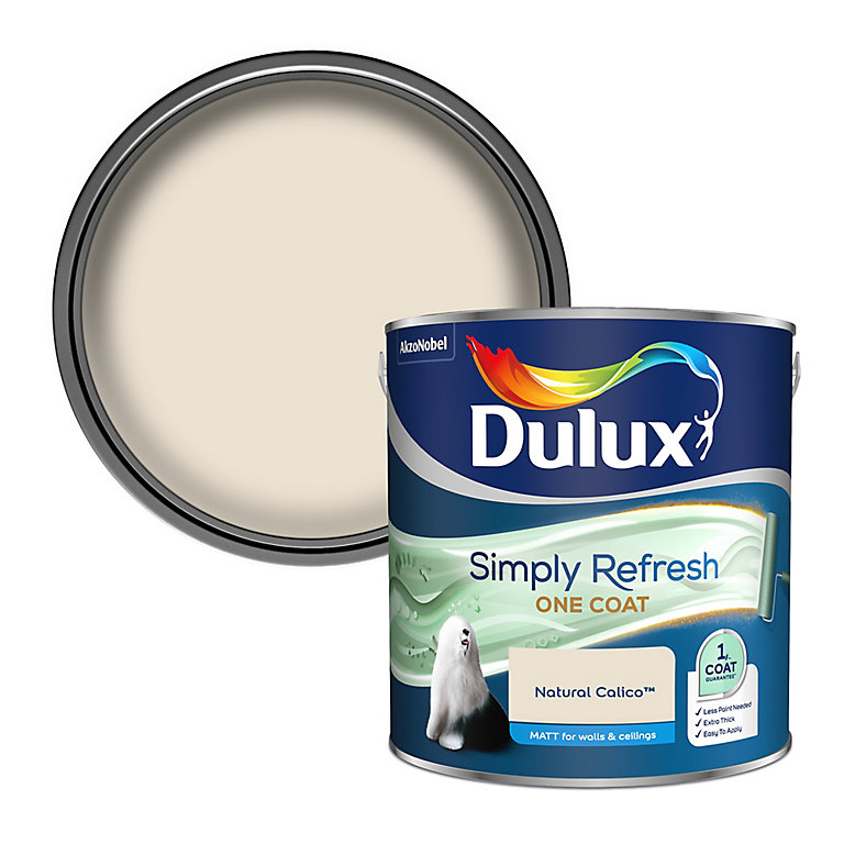Product image for Dulux One coat Natural calico Matt Emulsion paint, 2.5L