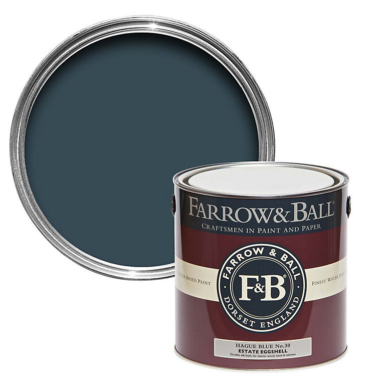 Image of Farrow & Ball Estate Hague Blue No.30 Eggshell Paint, 2.5L