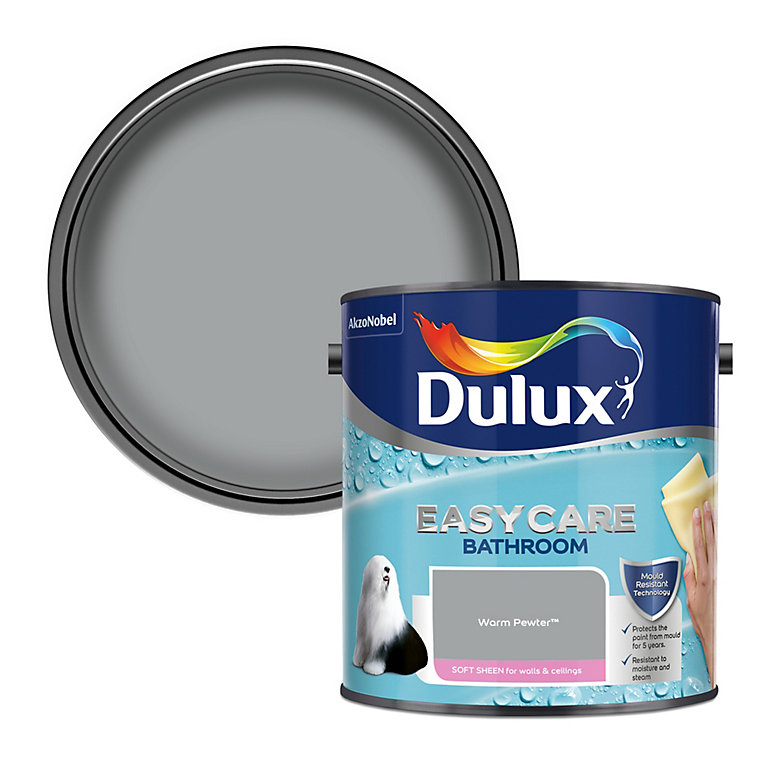 Product image for Dulux Easycare Bathroom Warm pewter Soft sheen Emulsion paint, 2.5L