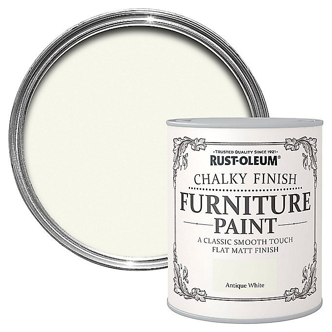 Image of Rust-Oleum Antique white Chalky effect Matt Furniture paint, 750ml