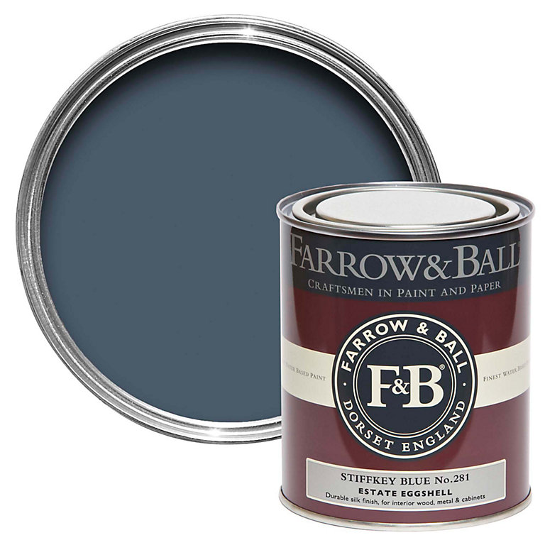 Image of Farrow & Ball Estate Stiffkey Blue No.281 Eggshell Paint, 750ml