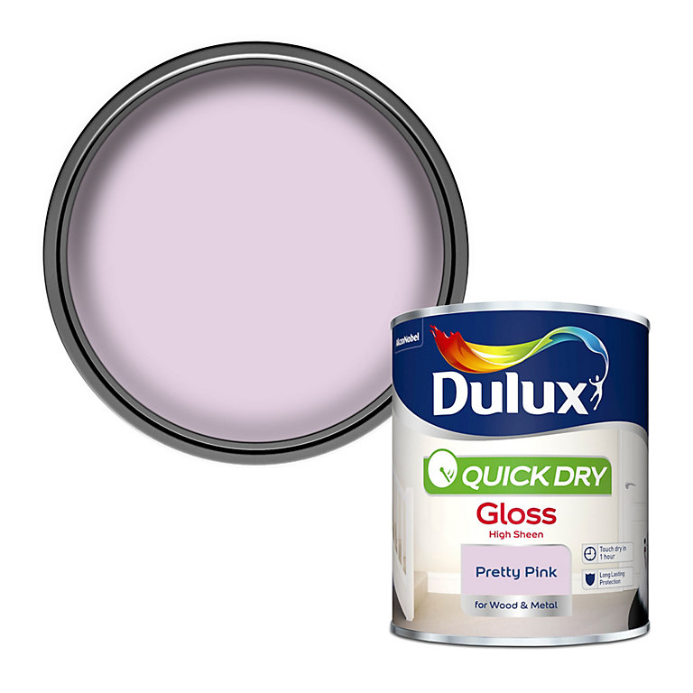 Product image for Dulux Quick dry Pretty pink Gloss Metal & wood paint, 750ml