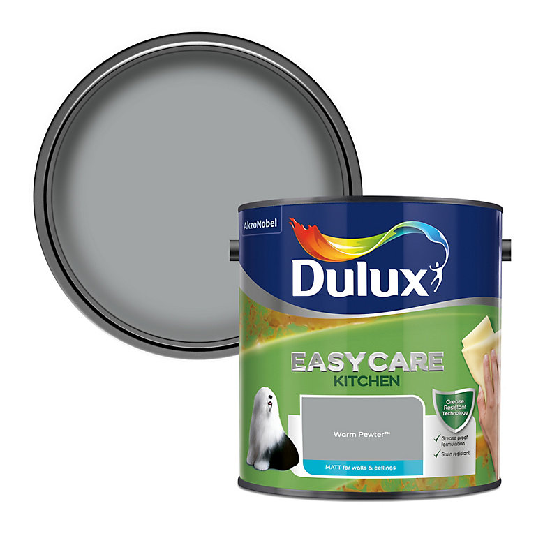 Product image for Dulux Easycare Kitchen Warm pewter Matt Emulsion paint, 2.5L