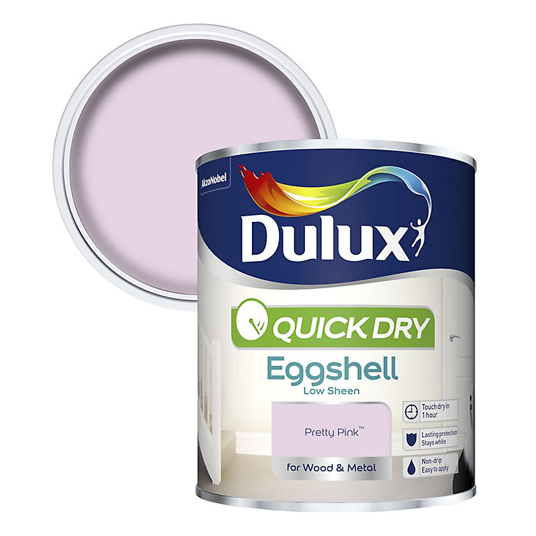 Product image for Dulux Quick dry Pretty pink Eggshell Metal & wood paint, 750ml