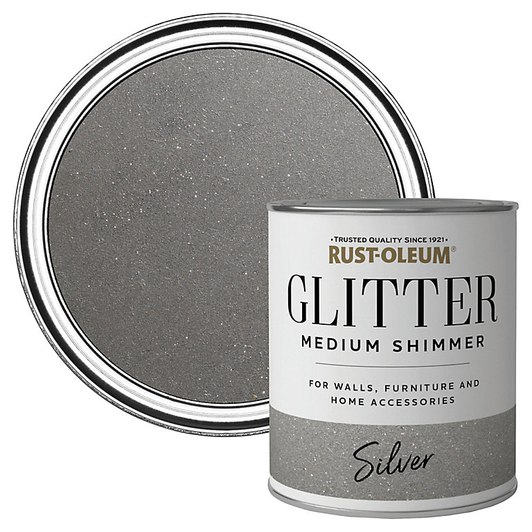Product image for Rust-Oleum Medium Shimmer Silver Glitter effect Mid sheen Multi-surface Topcoat Paint glitter, 750ml