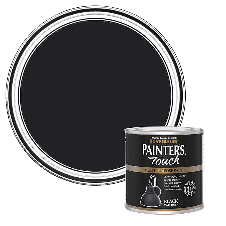 Image of Rust-Oleum Painter's Touch Black Matt Furniture paint, 250ml