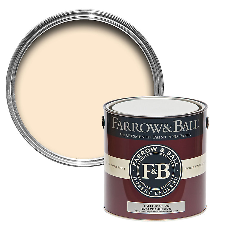 Product image for Farrow & Ball Estate Tallow No.203 Matt Emulsion paint, 2.5L