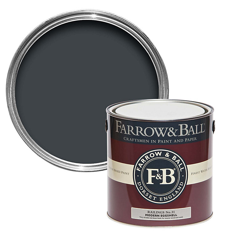 Product image for Farrow & Ball Modern Railings No.31 Eggshell Paint, 2.5L