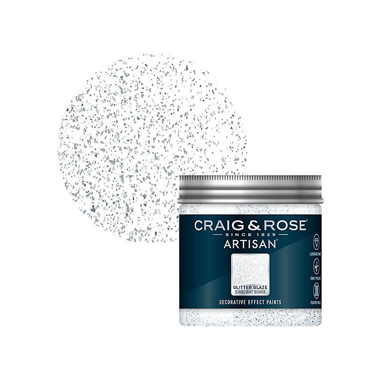 Image of Craig & Rose Artisan Starlight Silver Glitter effect Topcoat Special effect paint, 300ml