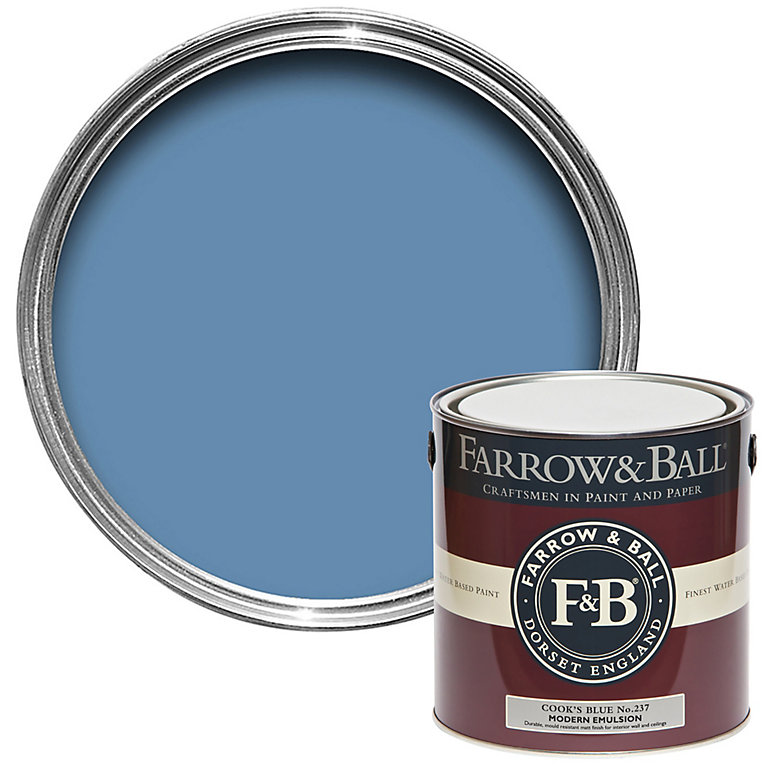 Product image for Farrow & Ball Modern Cook's Blue No.237 Matt Emulsion paint, 2.5L