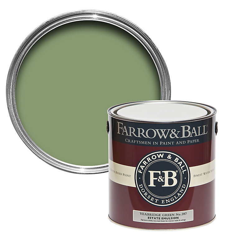 Product image for Farrow & Ball Estate Yeabridge green No.287 Matt Emulsion paint, 2.5L