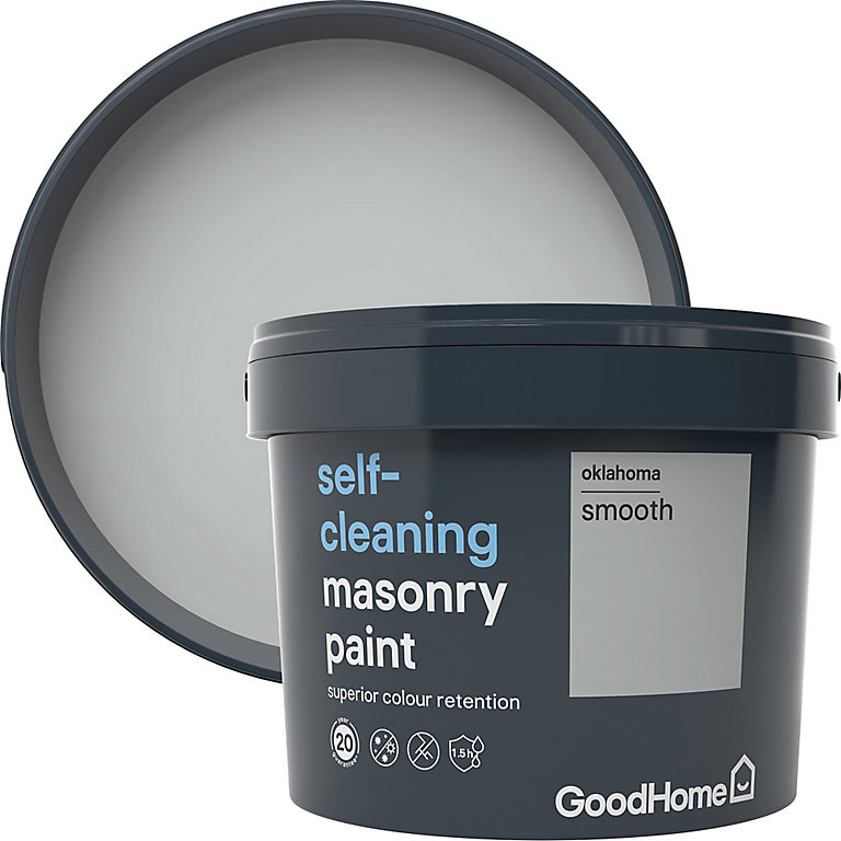 Image of GoodHome Self-cleaning Oklahoma Smooth Matt Masonry paint, 10L