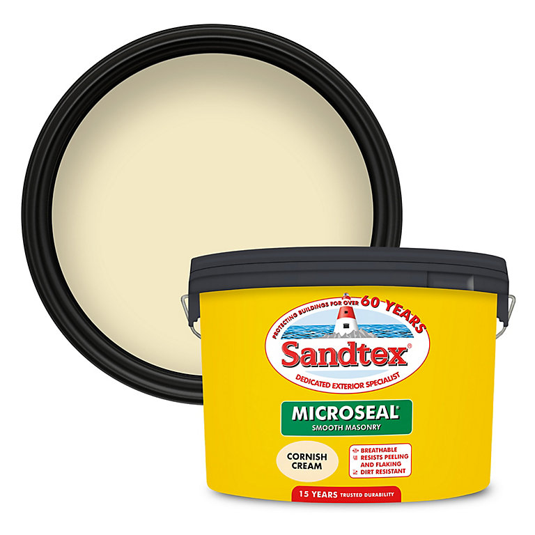 Image of Sandtex Ultra smooth Cornish cream Masonry paint, 10L