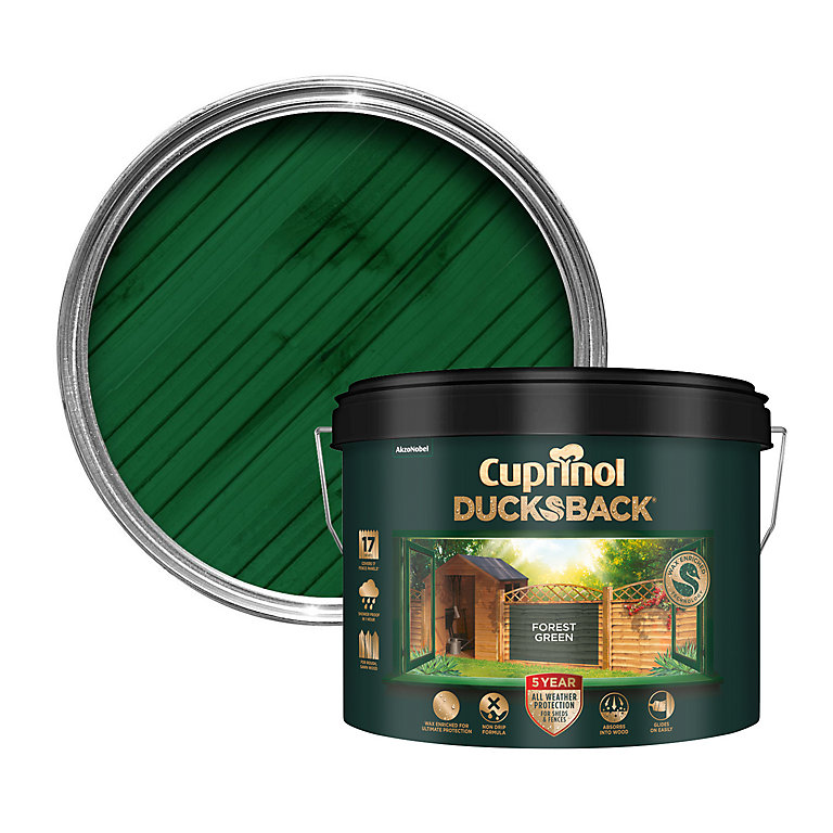 Product image for Cuprinol 5 year ducksback Forest green Exterior Wood paint, 9L