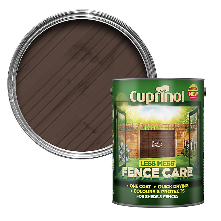 Image of Cuprinol Less mess fence care Rustic brown Matt Exterior Wood paint, 5L