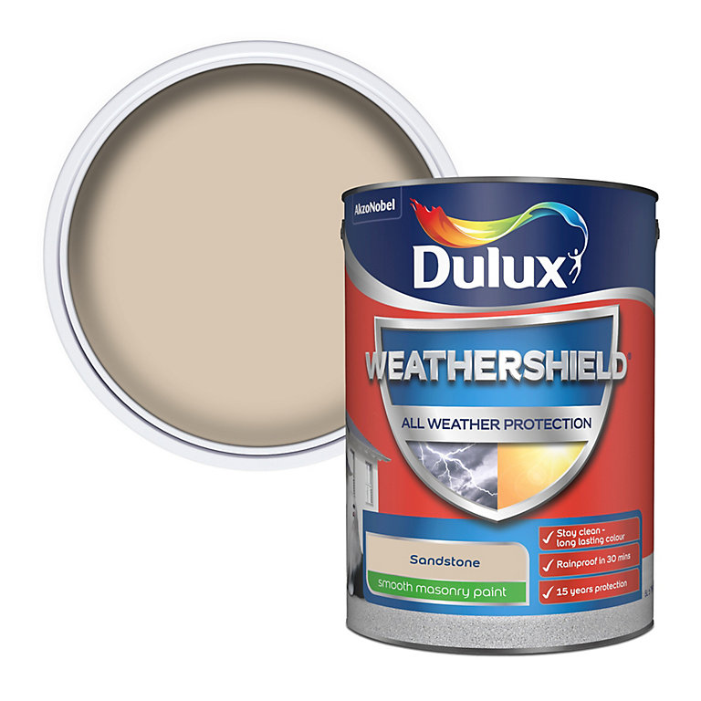 Image of Dulux Weathershield Sandstone Smooth Matt Masonry paint, 5L
