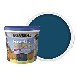 Product image for Ronseal Fence Life Plus Midnight blue Matt Exterior Wood paint, 5L