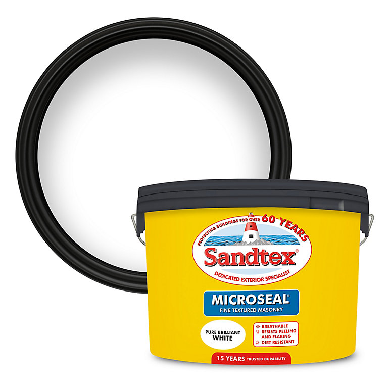 Image of Sandtex Pure brilliant white Textured Masonry paint, 10L