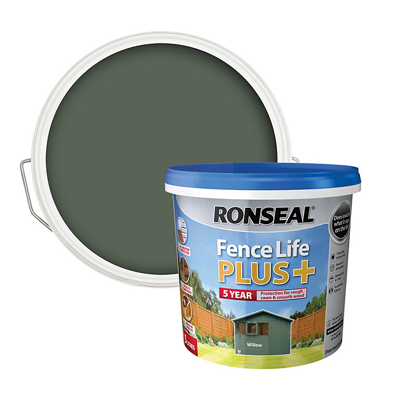 Image of Ronseal Fence Life Plus Willow Matt Exterior Wood paint, 5L