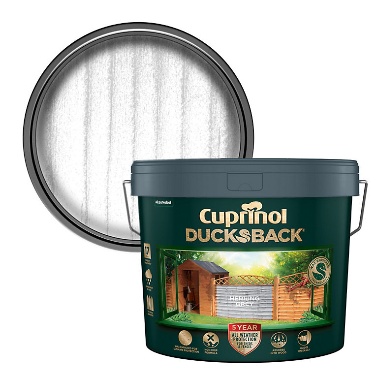 Product image for Cuprinol Ducksback Herring Grey Matt Exterior Wood paint, 9L Tin