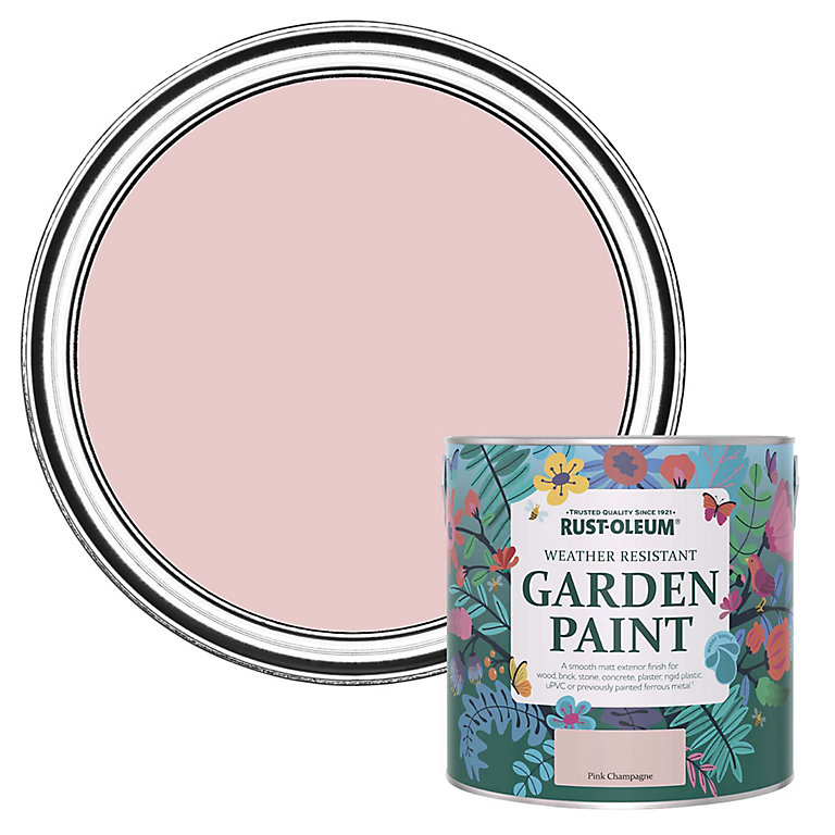 Image of Rust-Oleum Garden Paint Pink Champagne Matt Multi-surface Garden Paint, 2.5L Tin