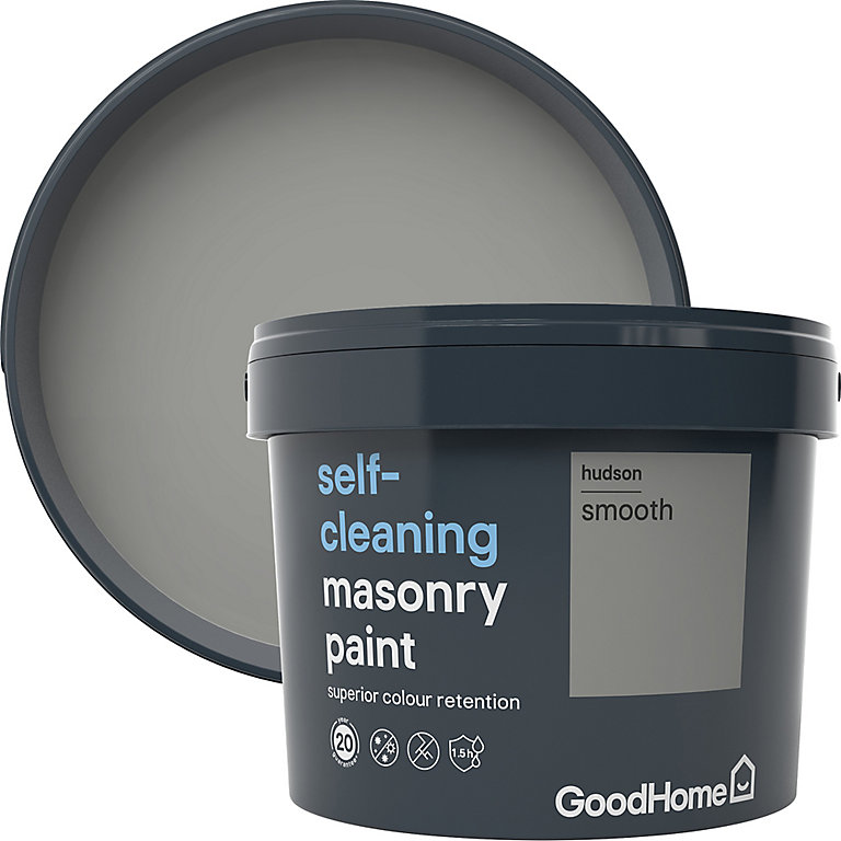 Image of GoodHome Self-cleaning Hudson Smooth Matt Masonry paint, 10L