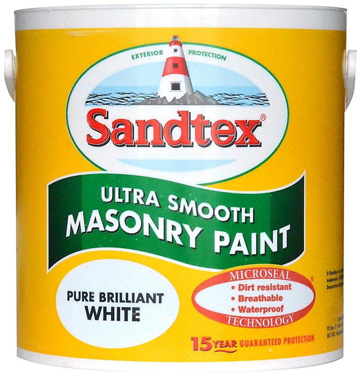 Product image for Sandtex Ultra smooth Pure brilliant white Smooth Masonry paint, 2.5L