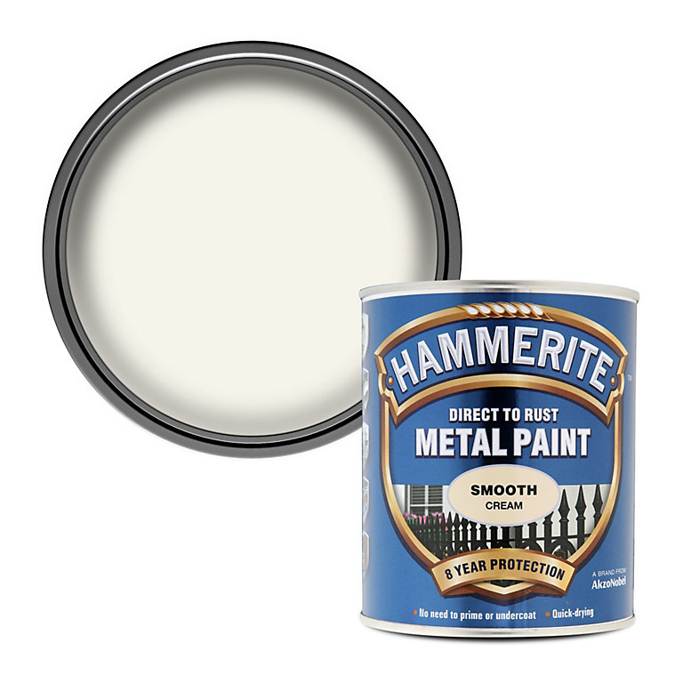 Product image for Hammerite Cream Gloss Exterior Metal paint, 750ml