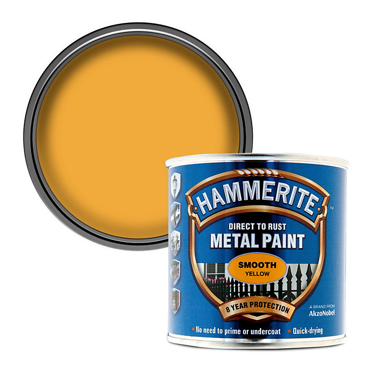 Product image for Hammerite Yellow Gloss Exterior Metal paint, 250ml