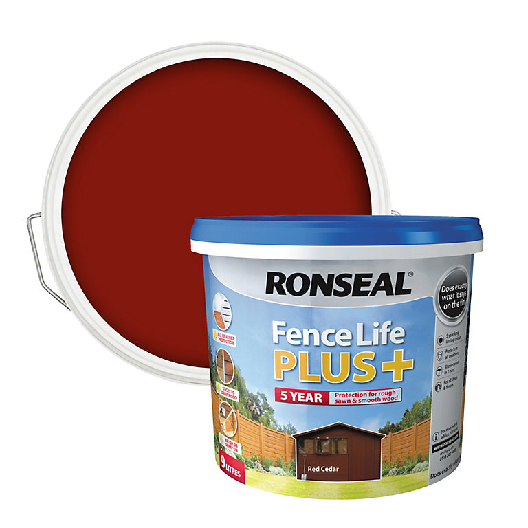 Product image for Ronseal Fence Life Plus Red cedar Matt Exterior Wood paint, 9L