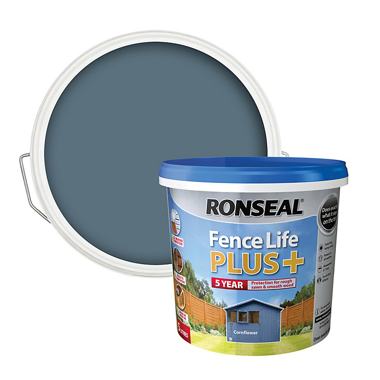 Product image for Ronseal Fence Life Plus Cornflower Matt Exterior Wood paint, 5L