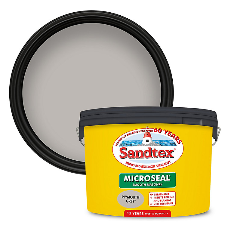 Image of Sandtex Ultra smooth Plymouth grey Masonry paint, 10L
