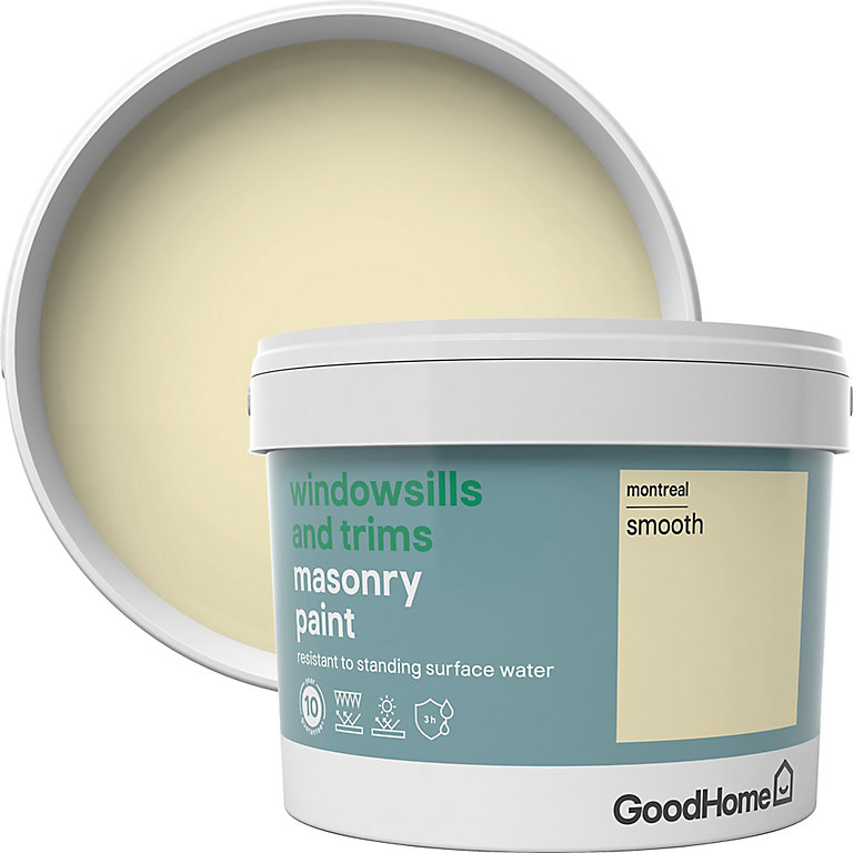 Image of GoodHome Windowsills & trims Montreal Smooth Matt Masonry paint, 2.5L