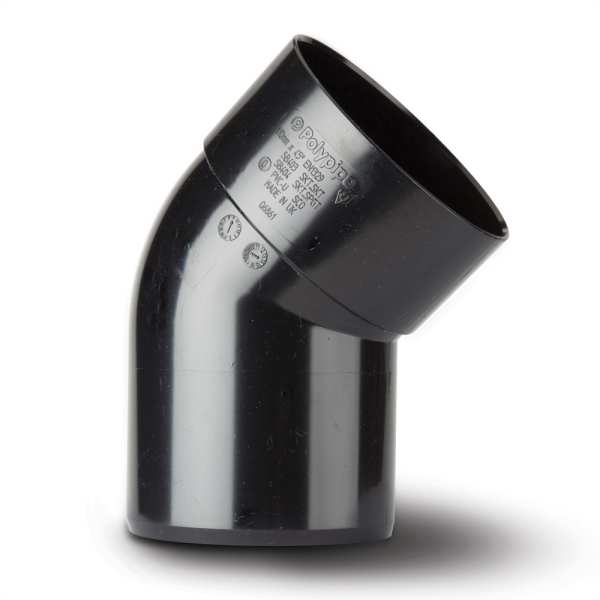 Product image for Soil & Vent 135° Offset Bend Single Socket Pvcu Black 110mm