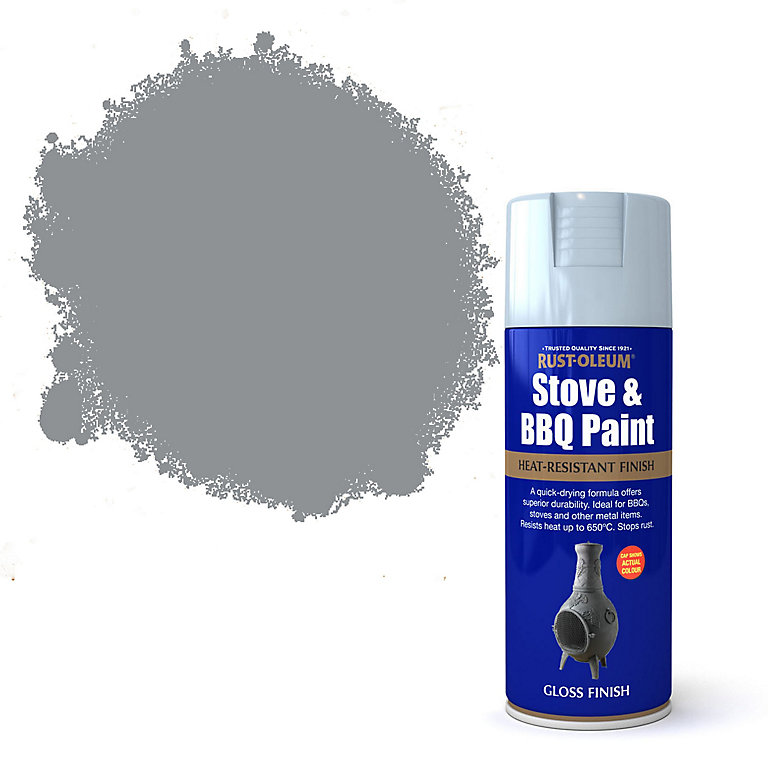 Product image for Rust-Oleum Stove & bbq Matt Silver effect Multi-surface Spray paint, 400ml