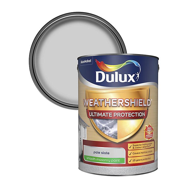 Image of Dulux Weathershield Ultimate Pale slate Smooth Matt Masonry paint, 5L