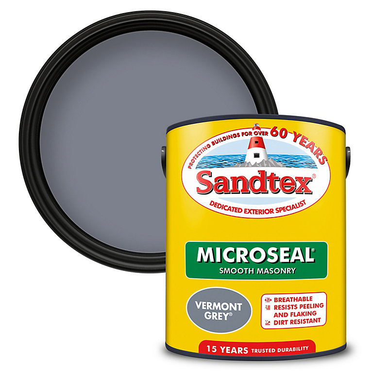 Product image for Sandtex Vermont Grey Matt Masonry paint, 5L Tub