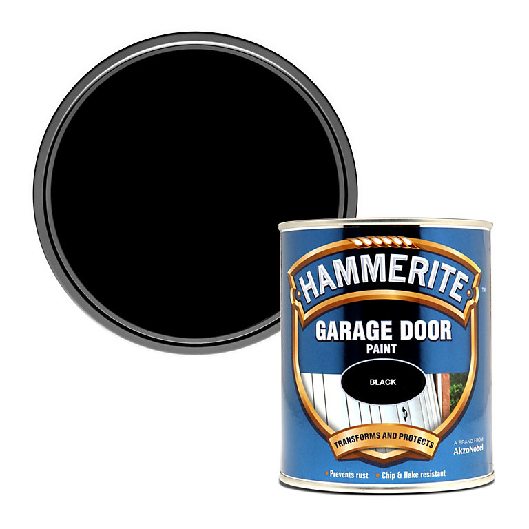 Product image for Hammerite Black Gloss Garage door paint, 750ml
