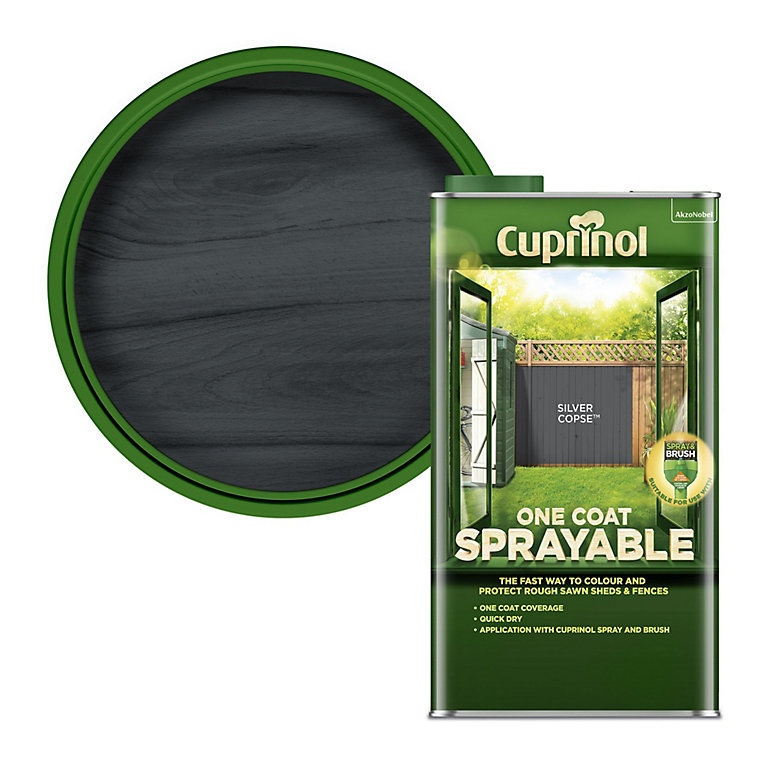 Image of Cuprinol One coat sprayable Silver copse Matt Exterior Wood paint, 5L