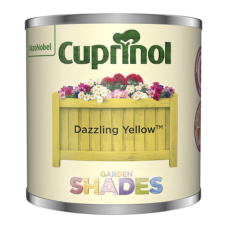 Product image for Cuprinol Garden shades Dazzling Yellow Matt Multi-surface Garden Wood paint, 125ml Tester pot
