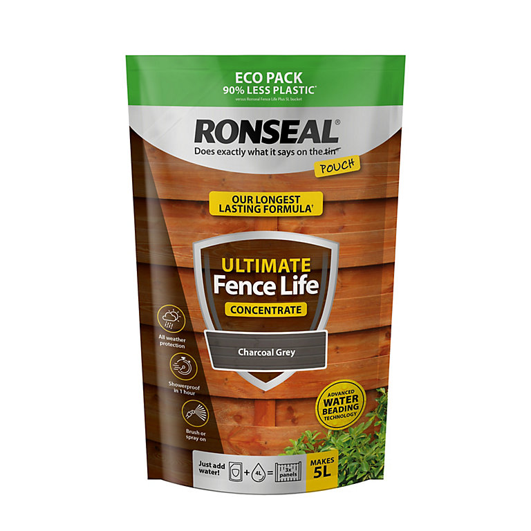 Image of Ronseal Ultimate Fence Life Concentrate Charcoal grey Matt Exterior Wood paint, 950ml