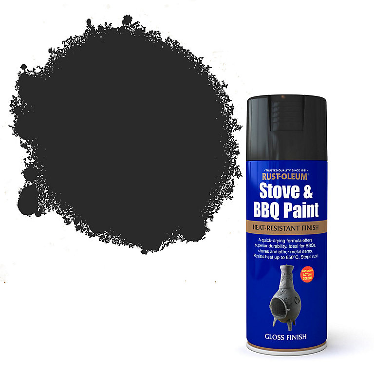 Product image for Rust-Oleum Stove & bbq Black Matt Multi-surface Spray paint, 400ml