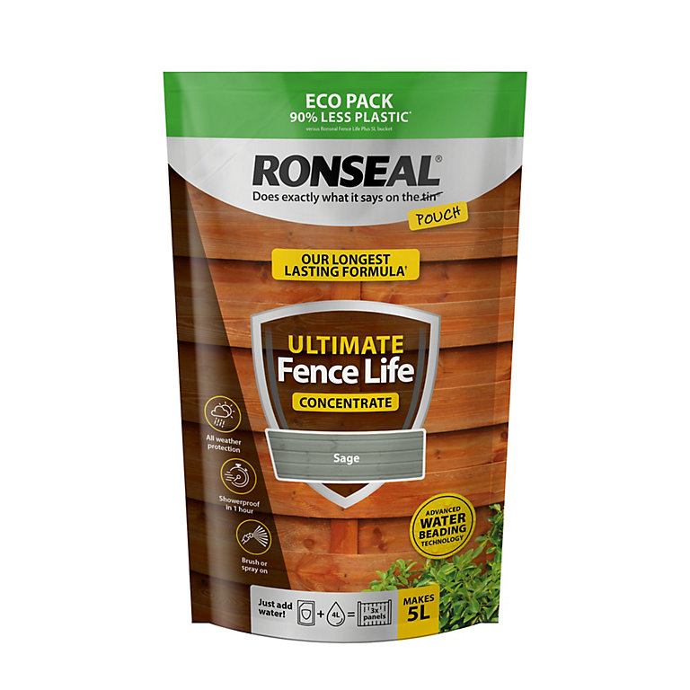 Image of Ronseal Ultimate Fence Life Concentrate Sage Matt Exterior Wood paint, 950ml