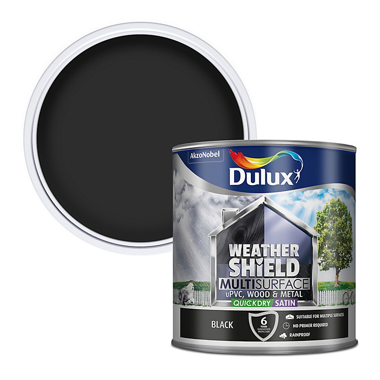 Dulux Weathershield Black Satinwood Multi-surface paint, 2.5L Price Comparisons | Compare The Build