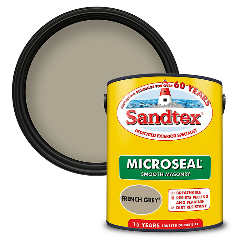 Product image for Sandtex French Grey Matt Masonry paint, 5L Tub