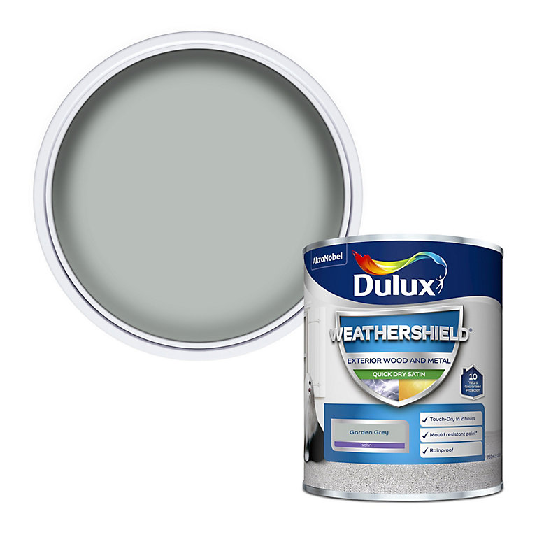 Product image for Dulux Weathershield Garden Grey Satinwood Emulsion paint, 750ml